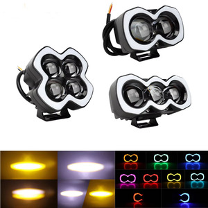 ไฟเสริมรถจักรยานยนต์ LED เลนส์คู่ ไฟตัดหมอก ไฟสปอร์ตไลท์แบบวงแหวน พร้อมสายไฟ สำหรับขับขี่กลางคืน - Product Image 1