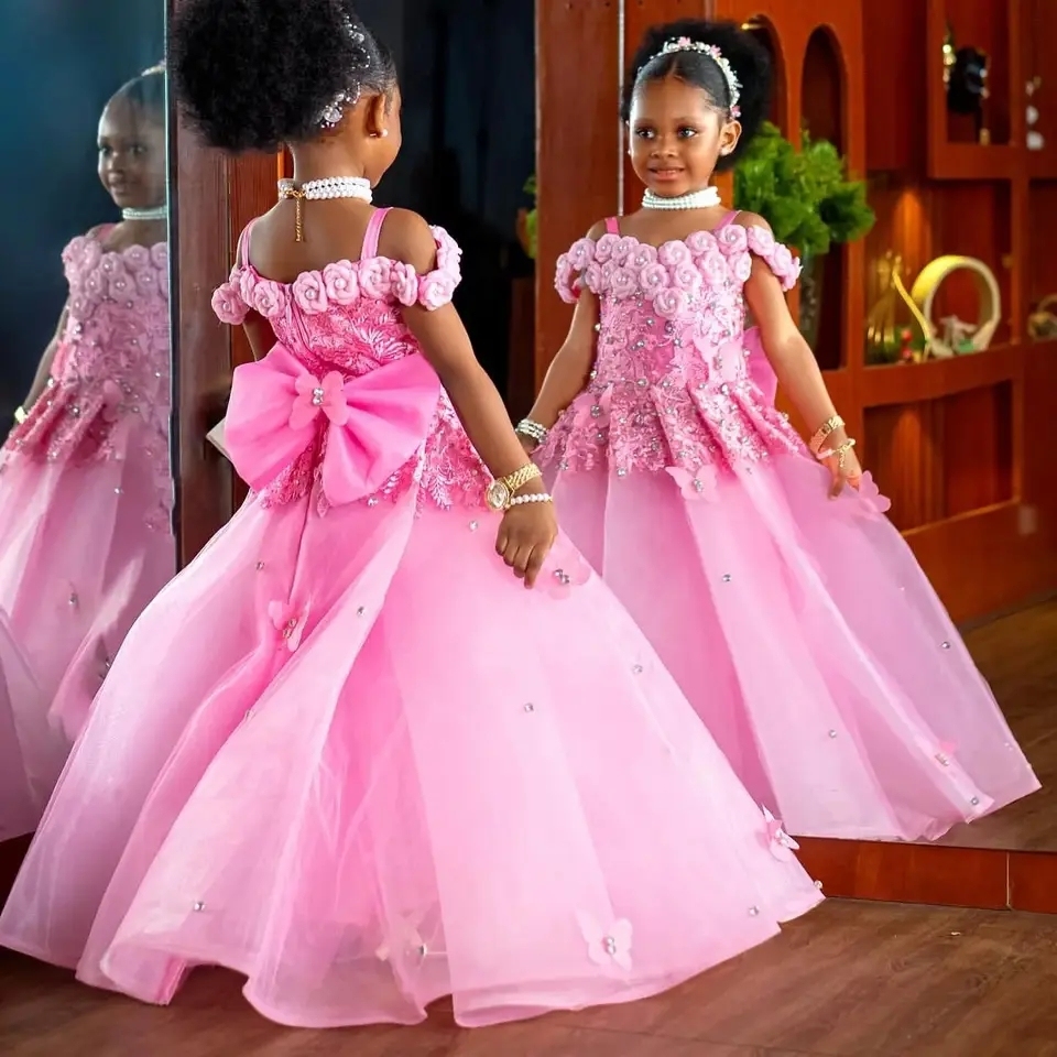 slim fit dress slacks Girl Christmas Dress Baby Girl Formal Dresses Toddler Beaded Bow Wedding Dress Girl Birthday Dresses, Wine Red / 0-1 Year (80cm) main image 1