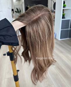 Topper en cheveux Remy européens blond clair avec mèches blondes fines, base en dentelle HD fine et plate, dos tissé fermé, pour femmes souffrant <span class=keywords><strong>de</strong></span> perte <span class=keywords><strong>de</strong></span> cheveux - Product Image 3