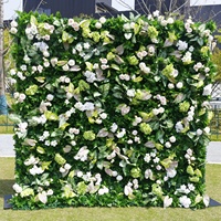 Op maat gemaakte groothandel hoogwaardige zijden kunstmatige groene en witte bloemen wanddecoratie achtergrond 8ft x 8ft milieuvriendelijk voor evenementen