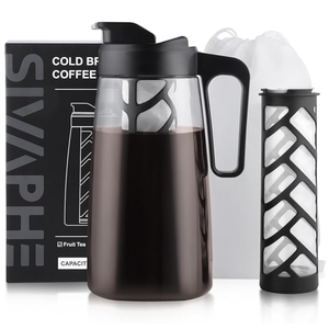 Grande cafetière isotherme 64 oz, <span class=keywords><strong>carafe</strong></span> Traitan, pichet anti-fuite, pour café/thé glacé ou chaud, 2 quarts avec filtre réutilisable - Product Image 1