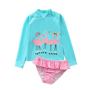 Traje de Baño de Dos Piezas para Niñas, Top sin Mangas y Pantalones Cortos, Estampado de Flamencos y Piñas, Ropa de Playa Infantil 2021 - Product Image 6