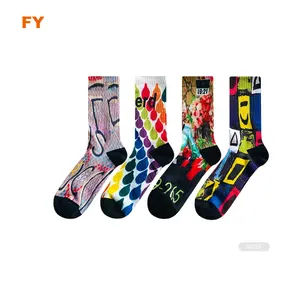 Personalizado sublimada ciclismo engraçado esportes meias design personalizado impressão meias personalizar colorido sublimação meia