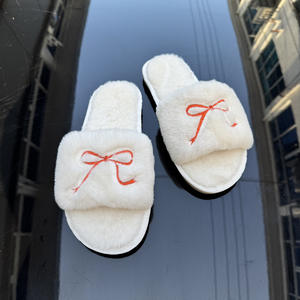 New Trend Tpr slippers Women slippers Home slippers Plush Warm slippers Decorated with a <b>Bow</b> Fashion slippers With High Quality - Product Image 3