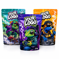 Sachet Mylar Personnalisé 3,5g Anti-Odeur ZA Pack Chameleon Gecko Frog Cartoon Brillant Style Urbain Emballage