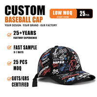 Gorra de Béisbol Casual Unisex con Estampado Completo de Letras y Grafiti, Estilo Moderno
