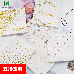 Servilletas de alta gama para hoteles y restaurantes con estampado en lámina dorada, ideales para fiestas de cumpleaños y otras ocasiones especiales. Estos - Product Image 3