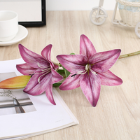 2026 Bunga Lily Buatan 2 Tangkai Baru 41cm Bunga Lily Pink Putih untuk Dekorasi Rumah dan Pernikahan