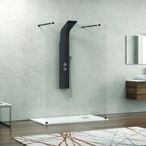 Kamalu KW3000N 140cm cabina doccia staffe nero Design Frameless chiaro 8mm vetro rettangolare aspetto dritto - Product Image 1