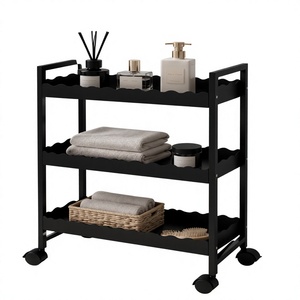 3 Tier <b>Storage</b> Cart Rolling <b>Bathroom</b> Organizer <b>Bathroom</b> <b>Storage</b> Cart Metal <b>Storage</b> Trolley Rolling Utility Cart - Product Image 1