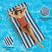 Chaise longue gonflable en forme de L personnalisée, housse en tissu Oxford 600D, chaise flottante de plage et de piscine classique à rayures en PVC pour adultes