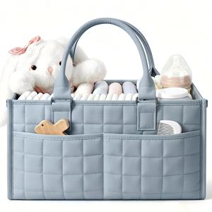 Organizador de pañales para bebé, cesta de almacenamiento portátil para guardería, con asa, gran capacidad, resistente al agua, poliéster, regalo para recién nacido, niño o niña - Product Image 1