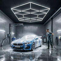 Système de panneaux LED en grille pour plafond, lumière géométrique commerciale pour lavage de voitures, à intensité variable, 6500K, pour atelier de detailing automobile, salle de lavage de voitures