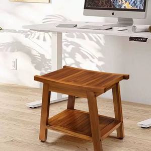 Tabouret de douche en teck 50,8x35,5x45,7 cm avec étagère de rangement double couche pour salle de bain - Product Image 4