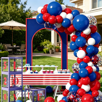 Neuartige 4. Juli Party-Dekoration 120-teilig Rot-Weiß-Blaue Patriotische Feier Hintergrund-Deko Unabhängigkeitstag Ballon-Bogen-Sets