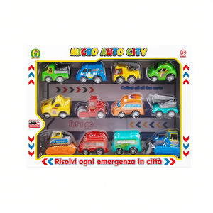 <b>Micro</b> Auto City Metal Diecast Toy Cars Set 12 Pieces 1:64 <b>Scale</b> Pull-Back Action 28x20x5 Cm for Kids Age 3+ - Product Image 2