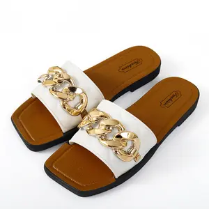 2022 new ring buckle slippers women fashionable flat bottomed women's shoes