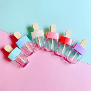 P-LAN 100pcs Purple Orange Red Cream Blue Pink 6 ml Custom Lip Gloss Containers Ice Cream Popsicle Lip Gloss Containers Tube