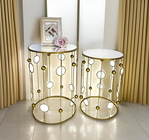 Lander lot de 2 tables basses rondes en métal personnalisées, dorées et décoratives, tables d'appoint modernes pour le salon, vente en gros - Product Image 5