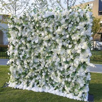 Panel de Flores Artificiales de Poliéster y Seda, Rosas Blancas con Entrega Rápida para Decoración de Bodas, San Valentín y Fiestas