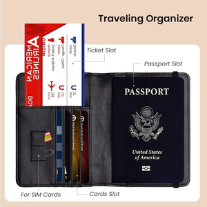 Porta Tarjetas RFID A0395, Funda de Pasaporte de Cuero PU y Cartera, Accesorios Esenciales de Viaje para Mujeres, Hombres y Familias en Vacaciones - Product Image 4