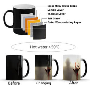Fabricación personalizada Zombie Dead Rick Was Here Blood Hand Hot Color Changing Magic Coffee Cup Porcelana The Walking Dead Mug - Product Image 4