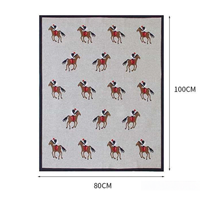 Plaid en coton tricoté 100% doux, chaud et respirant pour enfants, sur mesure, directement de l'usine, 80x100cm |   Couverture bébé tricotée à motif cheval