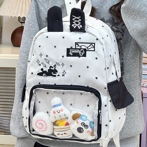 Japanese style ins print cute durable water-repellent fresh transparent multi-compartment <b>backpack</b> - Product Image 3