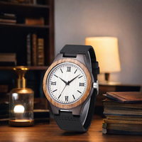 Montre d'affaires en bois pour homme TJW, 100% bois naturel ébène/zebré, mouvement à quartz Seiko, cadran à aiguilles 45 mm, édition limitée