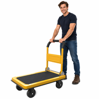 Chariots à plateforme en acier antidérapants personnalisables, conception à quatre roues, pour usage en entrepôt, transport d'outils, support OEM