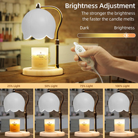 Lampu Lilin Elektrik Penghangat Lilin Dekoratif Spa Yoga Dalam Ruangan, Bentuk Bunga Lily, Tinggi Dapat Disesuaikan, Dilengkapi Timer dan Peredup Cahaya