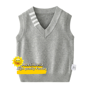 Gilet <span class=keywords><strong>pull</strong></span> <span class=keywords><strong>sans</strong></span> manches en tricot pour garçons, personnalisé, de haute qualité, col en V, 20149 - Product Image 2