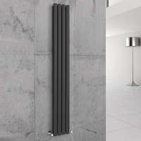Radiateur mural contemporain vertical ovale en acier doux blanc pour systèmes de chauffage central CVC, installation facile