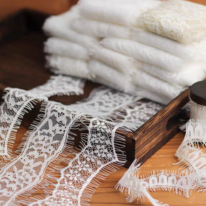 Nastro in Pizzo di Lusso Francese Bianco Traforato in <span class=keywords><strong>Tulle</strong></span> di <span class=keywords><strong>Nylon</strong></span> con Doppie Ciglia per Abiti da Bambina - Product Image 4