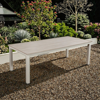 Table à manger moderne carrée en métal pour restaurant, café, boutique, hôtel, cour extérieure, salon, meubles d'extérieur de style panneau en bois