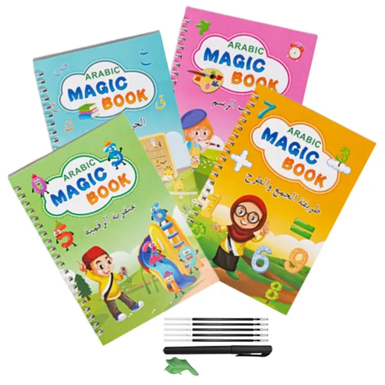 4 Stuks Herbruikbare Magic Copy Boek Schrijven Groef Arabisch Alfabet Wordpad Voor Kids Kinderen Boek Kalligrafische Praktijk Speelgoed