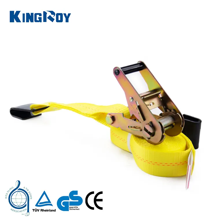 KingRoy 2" x 27' wll 3333 lbs us type heavy duty ratchet tie down strap with flat hook end