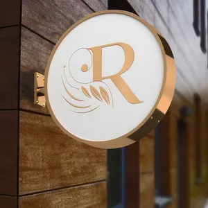 Outdoor Led Light Box Sign Indoor Wall 3d Round Acrylic Letter Sign Led Advertising Light Box