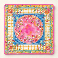 Tapis de Mahjong Américain à Motifs Floraux Chinoiserie, Tapis de Table Antidérapant à Motifs de Treillis Doré et Fleurs Colorées pour Jeu et Cadeau