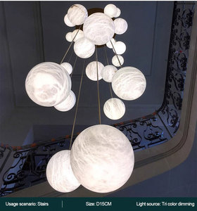 Tùy chỉnh phòng khách Đèn chùm Hiện Đại Đèn chùm ánh sáng LED đồ nội thất biệt thự Ánh sáng sang trọng ánh sáng mặt dây chuyền Alabaster đèn chùm - Product Image 5