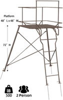 Tour de chasse trépied de 6 pieds, support surélevé pour 2 personnes, plate-forme de 4 'x 4' pour la chasse au cerf, à l'antilope et au wapiti, camouflage