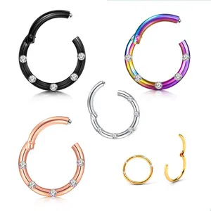 SC Popular Trendy Stainless Steel Nose Ring Hoop Sexy Eyebrow Lip Ear Body Piercing Silver Gold Diamond Nose Rings for Girls