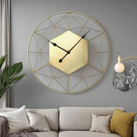Jam dinding Nordic grosir aksen rumah 80.01*3.81*80.01CM emas bulat ukuran besar Jam logam jam dinding untuk dekorasi ruang tamu