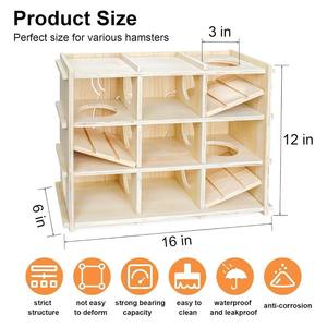 Caja de aventuras para hámsteres, de madera, con múltiples cámaras y túnel, diseño sólido, ecológica y resistente a mordeduras - Product Image 3