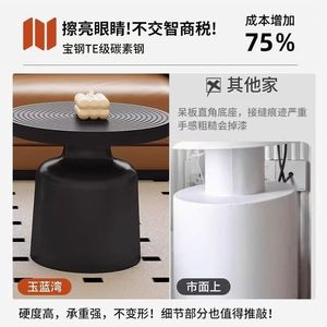 Round <b>Coffee</b> <b>Table</b> Modern Minimalist Design Wooden Top <b>White</b> Base Living Room Furniture DY63365 - Product Image 3