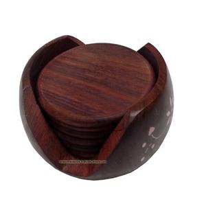 Posavasos de café de té redondo de madera clásico al por mayor de alta calidad con soporte para Hotel en casa - Product Image 1