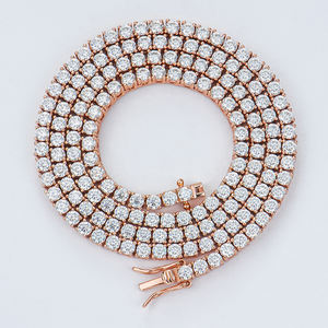 Collar de Tenis de Moissanita Unisex de Plata de Ley 925 de 3 mm, Chapado en Oro Rosa, 16-18 Pulgadas, Certificado GRA, para Bodas y Fiestas - Product Image 2