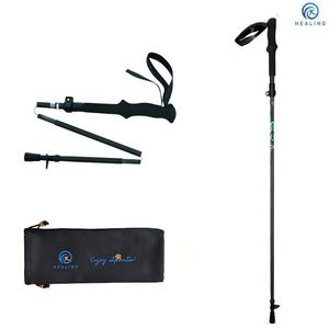Bâtons de randonnée en fibre de carbone, 5 sections télescopiques réglables, bâtons de marche pliables portables pour la randonnée en plein air - Product Image 1