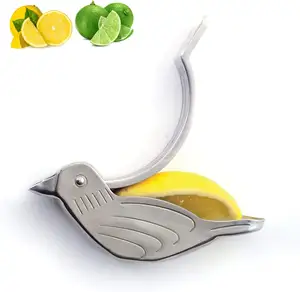 Presse-fruits portatif en forme d'oiseau, en acier inoxydable argenté élégant, presse-agrumes manuel en tranches de citron