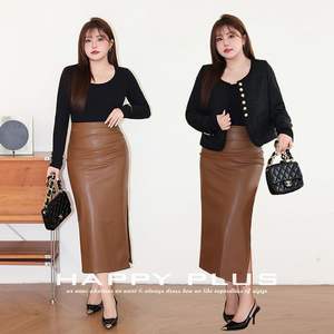 Veste en tweed de style français Happy Plus avec boutons dorés, couleur unie, tissée, grande taille, veste de travail pour femmes N9051 - Product Image 3